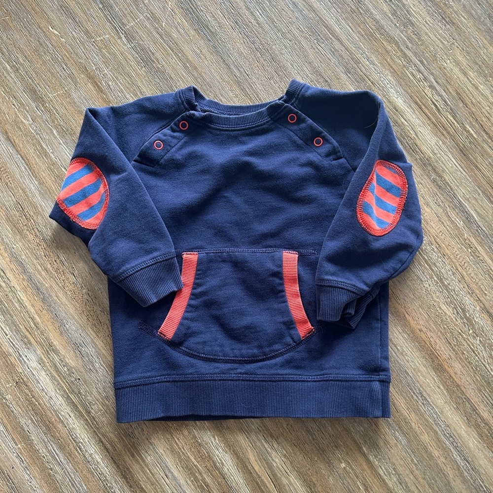 Mini Boden Blue and Red Sweatshirt with elbow patches
